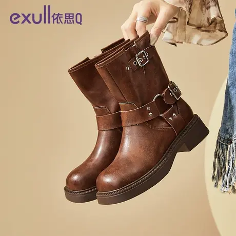 exull/依思Q马丁靴女2023秋冬新款短筒切尔西靴女短靴英伦风靴子商品大图