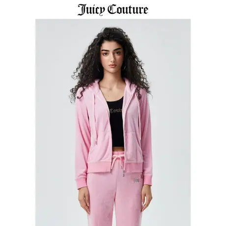 Juicy Couture橘滋外套女2023春季新款美式运动休闲针织连帽夹克商品大图