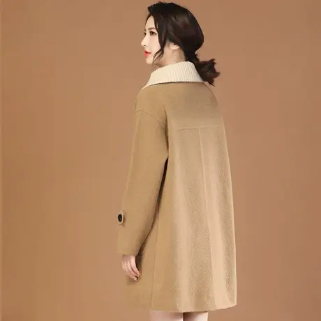 韩潮袭人英伦风牛角扣中长款加厚毛呢外套女2023冬装新款休闲大衣图片