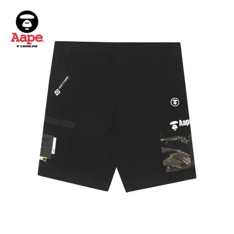 Aape旗舰店男装春夏潮流猿颜徽章工装迷彩拼接潮流短裤6844XXI图片