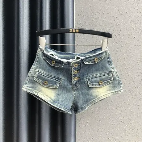 2023夏季新款复古怀旧性感牛仔超短裤女潮时尚显瘦显腿长阔腿热裤商品大图