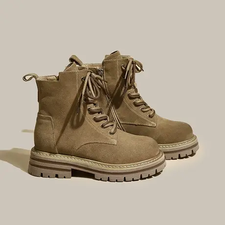 马丁靴女2023年夏季新款复古工装西部牛仔靴厚底内增高爆款短靴图片