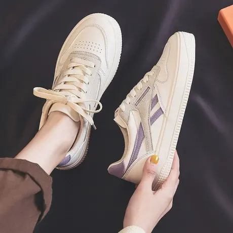 小白鞋女鞋2023年新款夏秋季皮面透气百搭春款单鞋休闲运动板鞋子商品大图