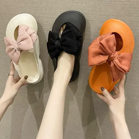 洞洞鞋女夏ins潮外穿时尚可爱蝴蝶结厚底防滑老爹包头沙滩凉拖鞋商品大图