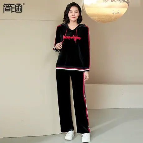 2024春季新款妈妈装秋装运动服套装中老年春秋季休闲金丝绒两件套图片