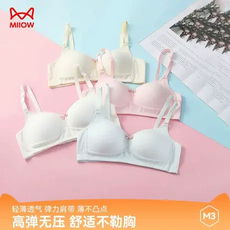 MIIOW/猫人少女内衣学生初高中少女文胸无钢圈显小薄款夏季抹胸罩商品大图