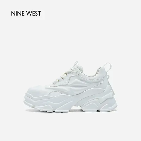 Nine West/玖熙松糕厚底小白鞋春新款立体感增高透气百搭休闲鞋图片