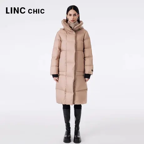 LINCCHIC金羽杰2023秋冬新品设计感连帽长款加厚面包服羽绒服女商品大图
