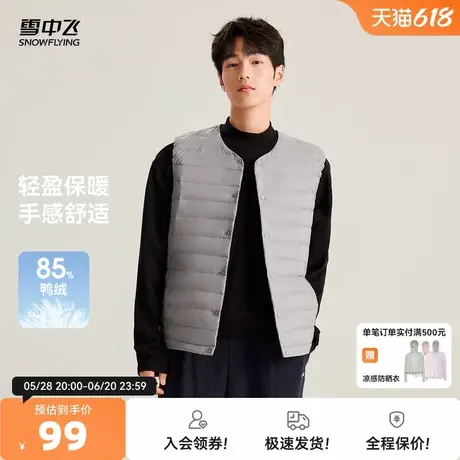 雪中飞2025秋新款男士轻薄圆领羽绒大码马甲内恤山系百搭户外轻暖商品大图