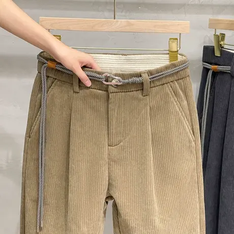 重磅加绒灯芯绒裤子男直筒宽松卫裤加厚保暖工装裤休闲裤长裤秋冬商品大图