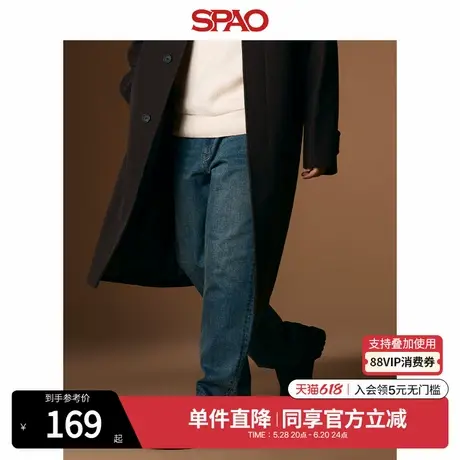 SPAO韩国同款秋冬男士简约时尚复古直筒牛仔裤SPTJE49C51商品大图