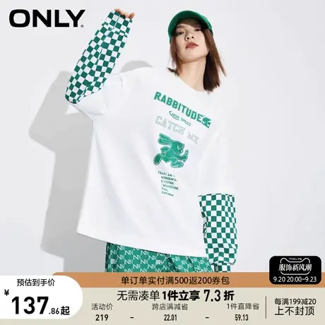 ONLY奥莱夏季假两件字母印花宽松长袖T恤女图片