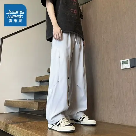LE真维斯男女同款2025春季新款美式流行伞兵裤工装运动百搭休闲裤商品大图