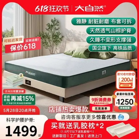 大自然山棕床垫硬垫天然棕榈非椰棕家用护腰护脊椎乳胶可定制雅静商品大图