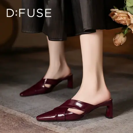 D：Fuse/迪芙斯时装凉鞋女2025年夏季爆款小众一脚蹬高跟鞋高级感图片