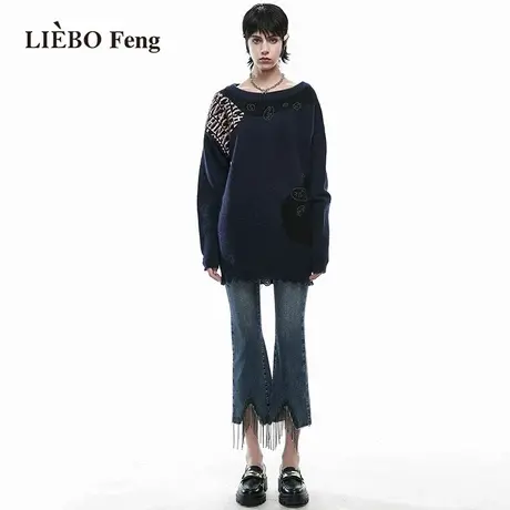 裂帛LIEBOFeng商场同款2023年春新款甜酷宽松设计师款针织衫毛衣图片
