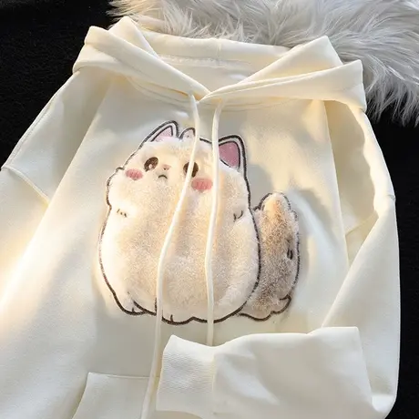 童趣风卡通连帽卫衣女2023早秋新款宽松百搭显瘦学生薄款外套上衣商品大图