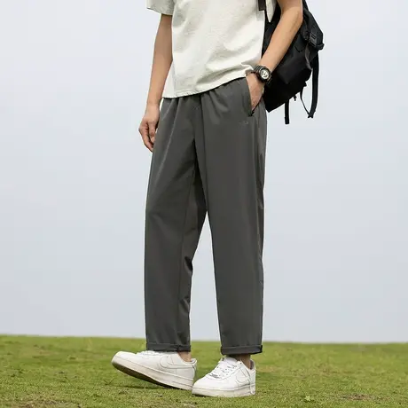 唐狮夏季新款男休闲长裤薄款宽松抽绳直筒潮流锥形九分裤速干裤tu商品大图