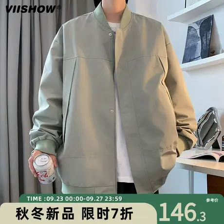 VIISHOW外套男春秋季日系复古休闲工装宽松潮牌飞行员夹克棒球服商品大图
