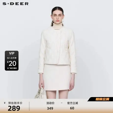 sdeer圣迪奥女装复古圆领菱格新中式盘扣棉服S24462302图片