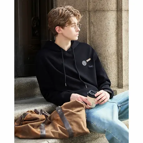 唐狮春秋季新款卫衣男套头设计连帽潮流白色休闲慵懒风外套TMTA图片