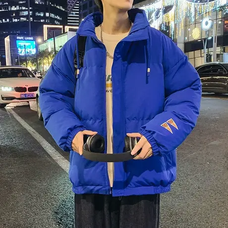 冬季男士加厚保暖立领大童面包服纯色百搭宽松棉衣男棉服棉袄外套商品大图