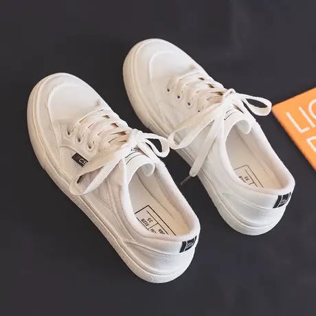 2023年新款春季百搭休闲小白鞋女街拍运动板鞋ulzzang白色帆布鞋图片
