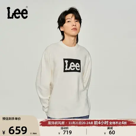 Lee商场同款23秋冬新品舒适版圆领logo多色男毛衣潮LMT0067774UX图片