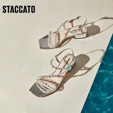 博主推荐思加图新款泡泡氧气仙女风一字带凉鞋EI405BL4商品大图