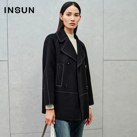INSUN恩裳专选冬季绵羊毛廓形感毛呢外套商品大图