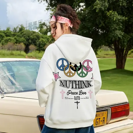 Nuthink宽松帽衫大码美式卫衣潮牌男春季2023新款加肥加大外套商品大图