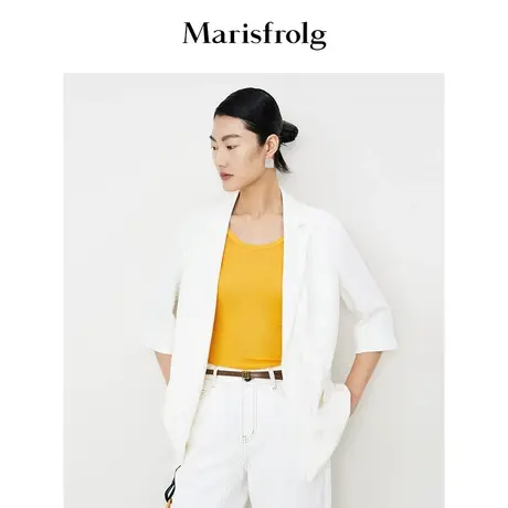 【商场同款】玛丝菲尔西装夏季新款桑蚕丝白色薄款休闲西服外套图片