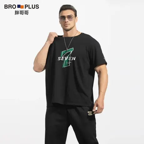 胖哥哥大码重磅t恤男纯棉胖子男士短袖T恤加肥加大宽松潮流动动衫图片