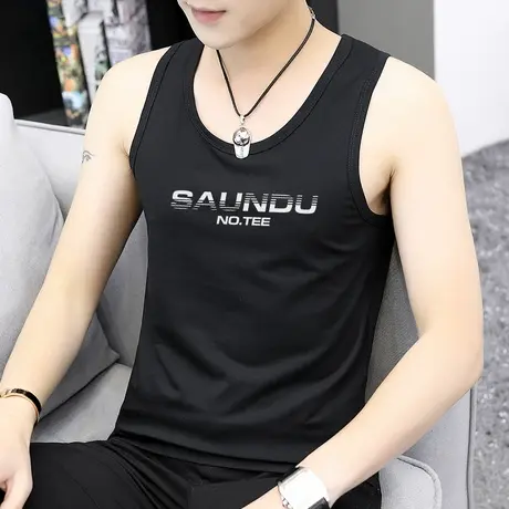 莫代尔冰丝背心男士夏季薄款运动健身篮球跨栏黑色吊带汗衫坎肩男商品大图