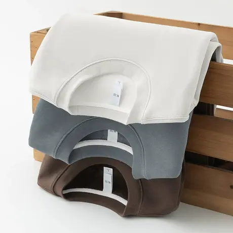 450g重磅圆领长袖t恤男装秋冬季内搭加绒加厚打底衫保暖秋衣小衫商品大图