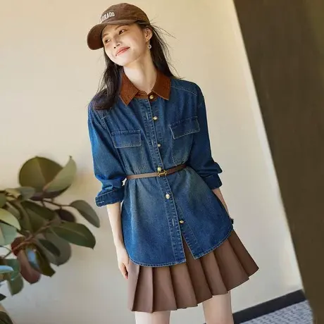 时尚气质牛仔外套2023年秋季新款淑女温柔复古宽松显瘦通勤上衣商品大图