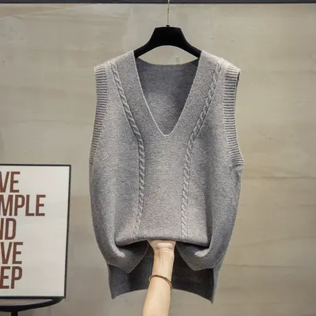 v领针织马甲背心女2023秋装新款外穿马夹宽松上衣外搭毛衣坎肩潮图片