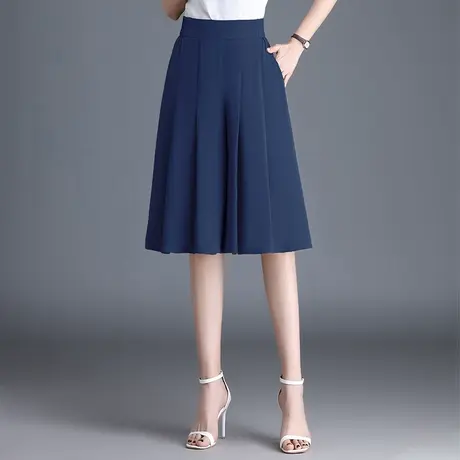 百褶裙裤五分裤女夏季2025新款高腰显瘦a字阔腿裤休闲裤裙六分裤商品大图