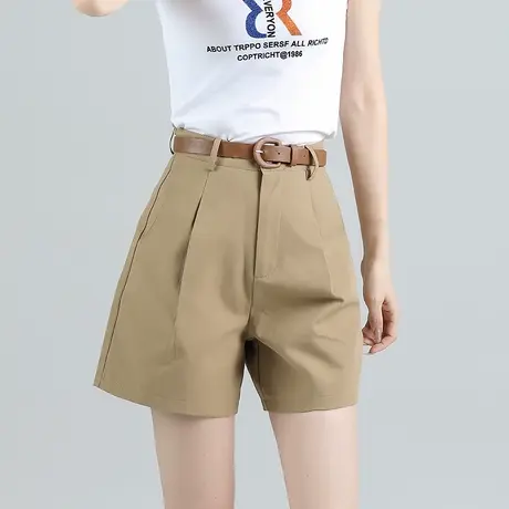 时尚高腰显瘦短款女夏季宽松休闲五分裤大码中裤a字工装阔腿裤女商品大图