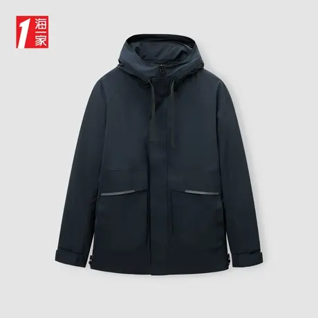 海一家内有可脱卸马甲两件套2023冬季新款连帽商务休闲厚夹克男商品大图