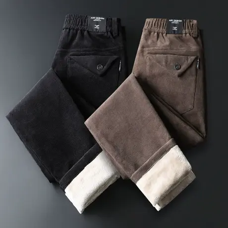 灯芯绒裤子男士休闲裤灯草绒条绒保暖外穿加绒加厚秋冬季棉裤秋裤商品大图