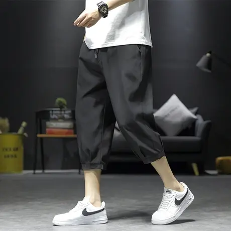 七分裤男夏季冰丝薄款潮流休闲运动八分裤潮牌ins宽松男生短裤子商品大图