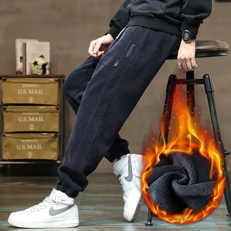 冬季抓绒加绒裤加厚保温休闲裤子秋冬款2024新款冬天防风抗寒卫裤图片