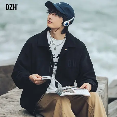 DZH男士秋季麂皮绒外套男春秋季高级感痞帅外衣衣服休闲教练夹克商品大图