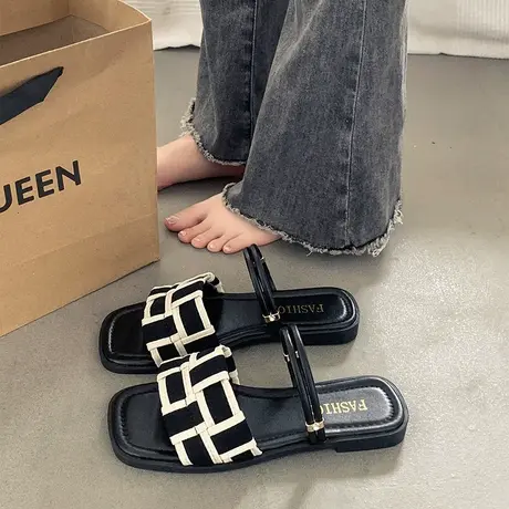 法式仙女风平底凉鞋女夏时尚配裙子气质2024新款爆款百搭罗马凉拖商品大图