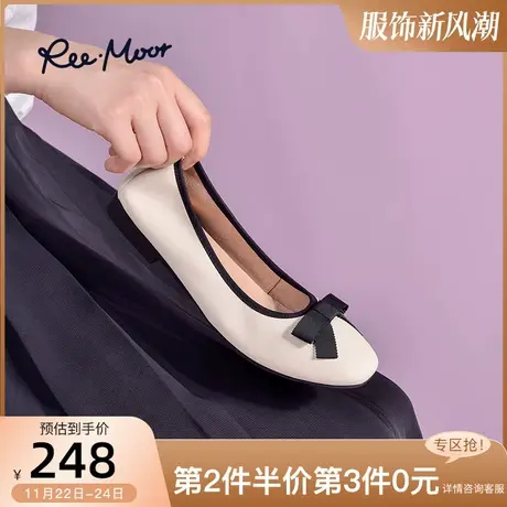 REEMOOR睿慕秋季蝴蝶结晚晚风温柔小香风软底浅口平底鞋单鞋女鞋商品大图
