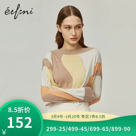 新款商场同款伊芙丽设计感宽松韩版毛衣薄针织衫1B2330081商品大图