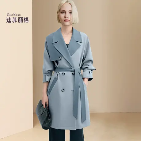 迪菲丽格轻奢高端重工收腰风衣外套女2024春季新款中长款百搭大衣图片