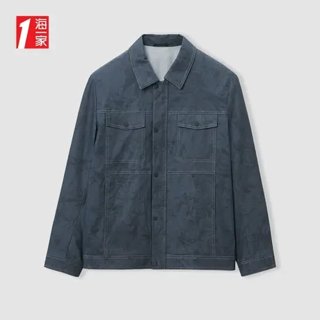 海一家时尚翻领外套2024春季新款辑明线装饰青春休闲男士夹克商品大图