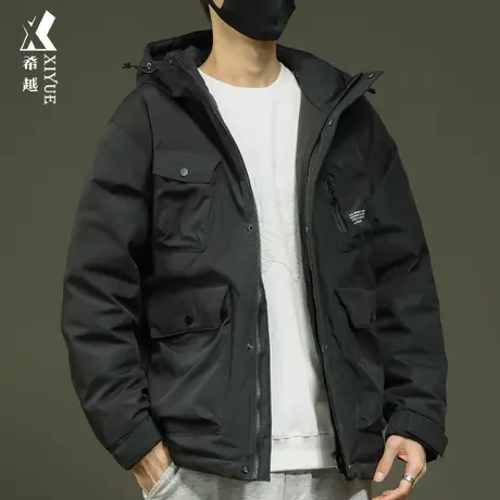 希越户外工装羽绒服男冬季新国标鸭绒夹克外套宽松大码男士冲锋衣商品大图